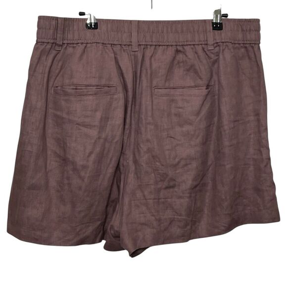 Madewell Neale Linen Shorts Brown Chino Women’s Size 14 High Rise - Picture 3 of 9